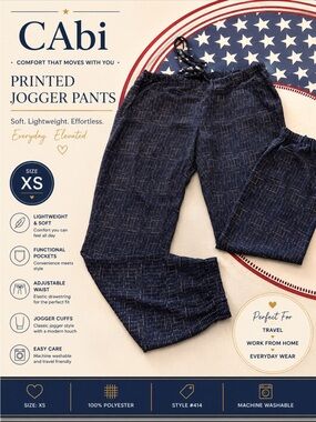 Women’s Casual Drawstring Pants - Navy Dotted